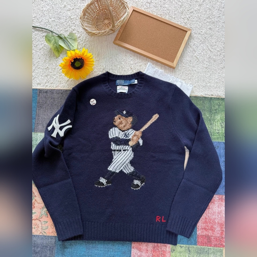 Navy Blue Polo Ralph Lauren Bear Sweater